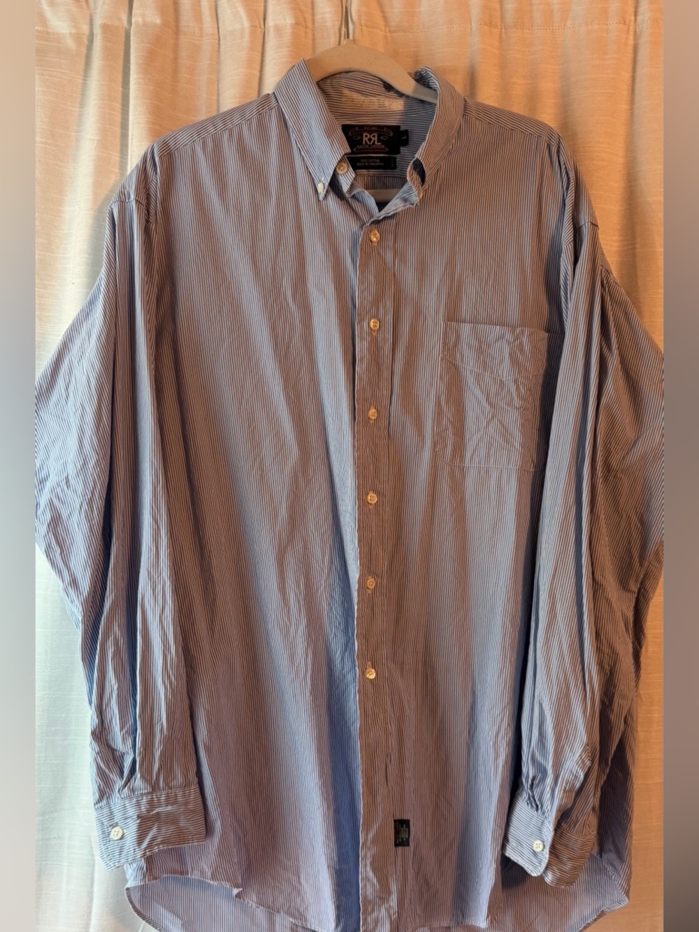 Ralph Lauren Double RL Blue White Pinstripe Button-Up Shirt